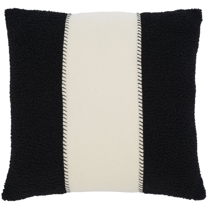 Housse et insert de coussin carré Camdyn, Noir / Ivoire