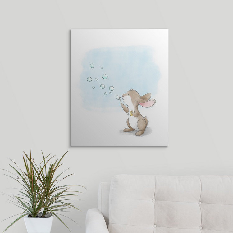 « souffleing bubbles », impression Little Bunny, Toile, H 20 po x l 16 po x P 1,25 po