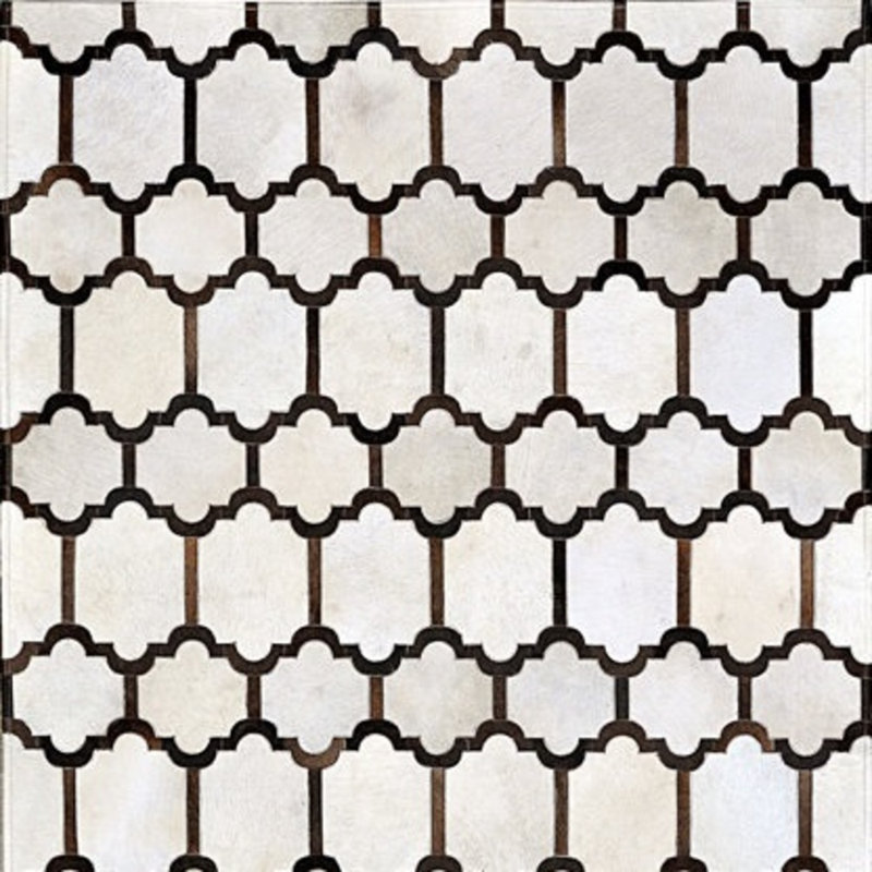 Tapis géométrique ivoire / cola, Carré 8 pi
