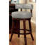 Tabourets de bar pivotants, en bois massif de chêne foncé et gris, chaises de salle à manger transitionnelles, siège rembourré et garniture cloutée envoûtante de 2 tabourets, style pour la salle à manger, ravissant