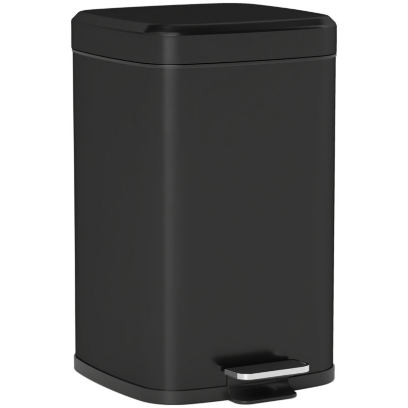 Metal Kitchen Trash Can, Black