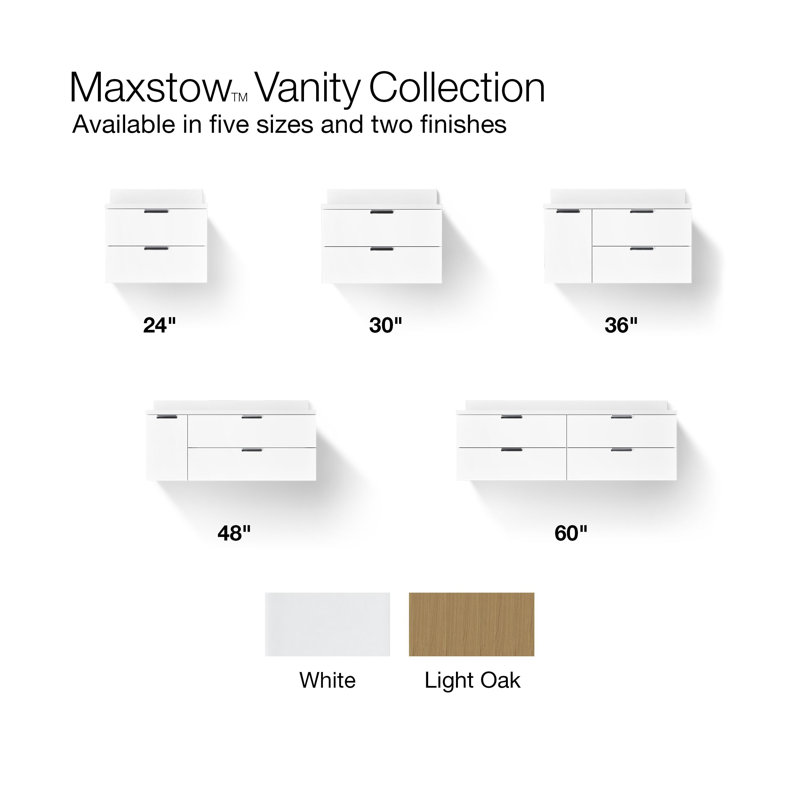Maxstow 48 In. Wall-Hung Bathroom Vanity Cabinet With Sink And Quartz Top, Light Oak