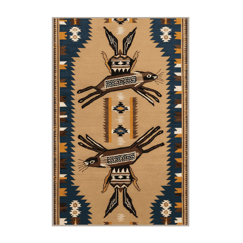  Washable Jackrabbit Southwestern Area Rug, Rectangle 2' x 3'