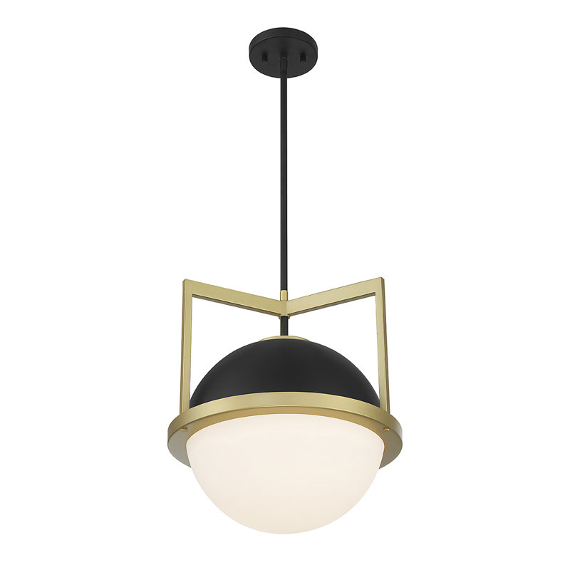Luminaire suspendu sphère mat 1 lumière en noir mat / or Matild, Noir mat / Or