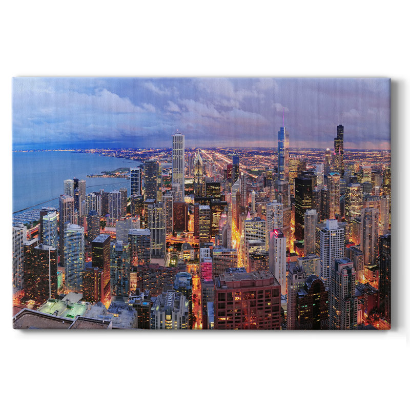 Chicago Aérien Iv sur toile, H 24 po x l 36 po x P 1,5 po