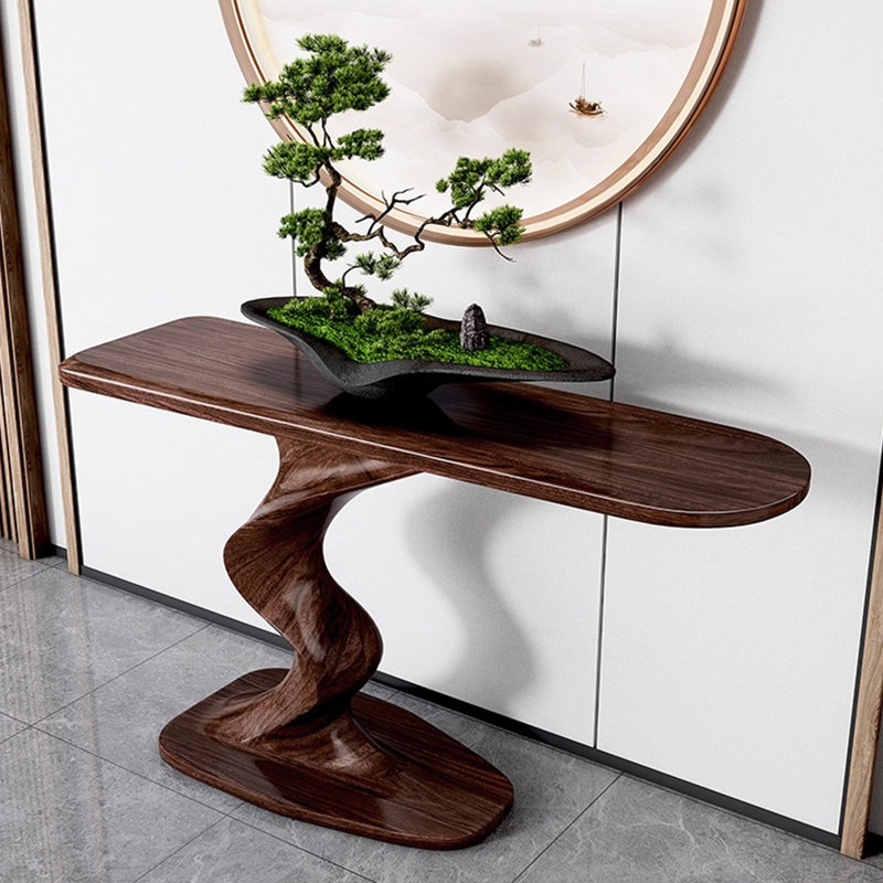 Retro simple brown console table., 33.9" H x 47.2" W x 15" D