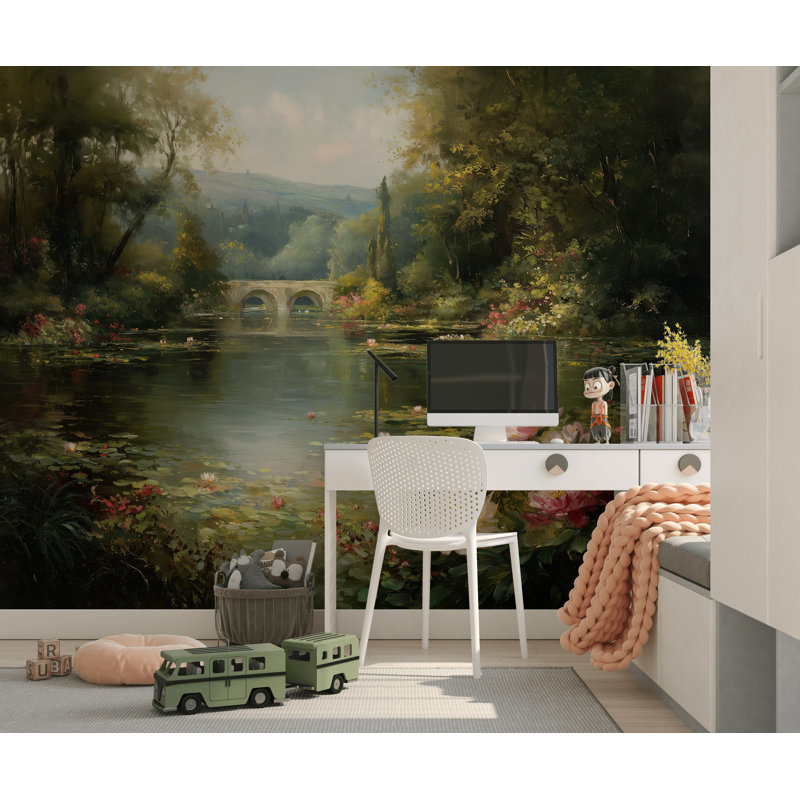 Murale Serene Pond, 100"x96", Peler et coller