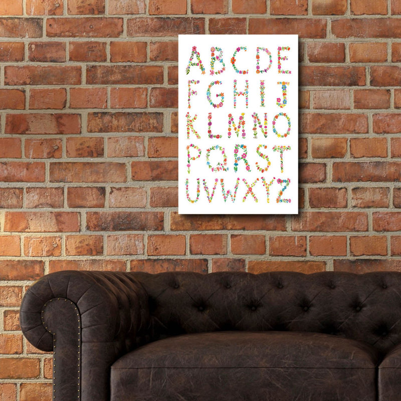Art mural en verre épique «Floral Alphabet» par Farida Zaman, 16 po x 24 po, H 24 po x l 16 po
