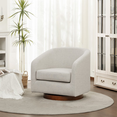 31″ Upholstered Swivel Barrel Chair, Fabric Accent Chair For Living Room, Bedroom