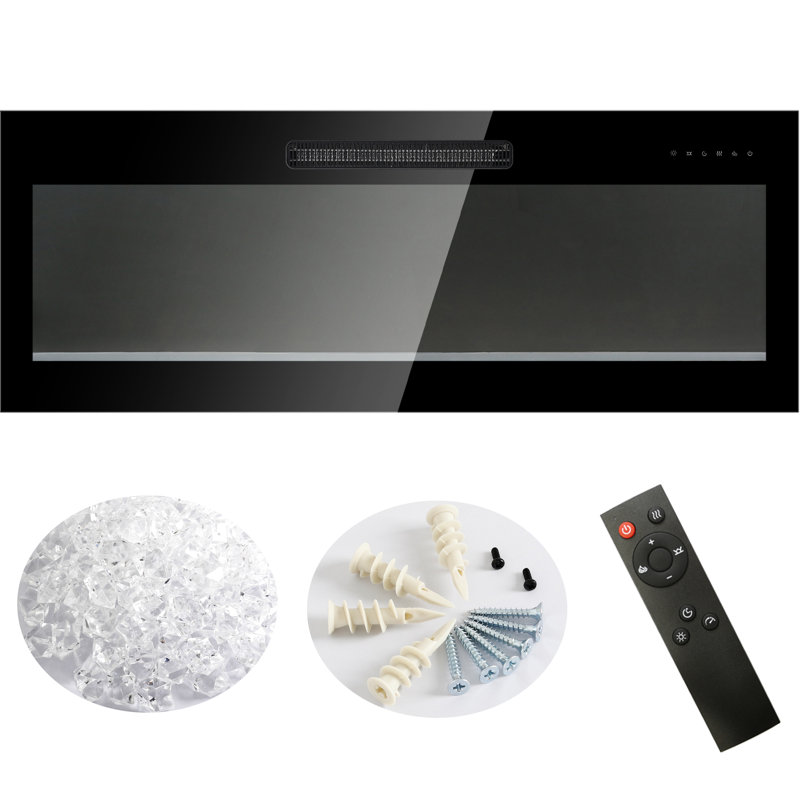 Thin Electric Fireplace 50 Inch, Remote Controlled, Abundant Flame & Selections, 5000 /H Heat, 11 Temp Ranges, Long-Term Durability Recessed Multi Color Shows, 1400W Temperature Settings,