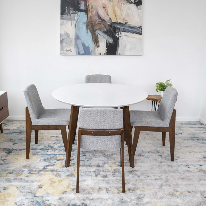 Burchfield Round Solid Wood Dining Table, White