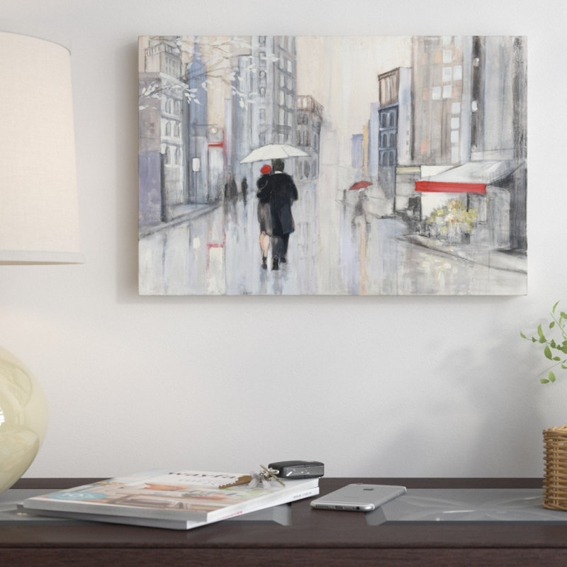 « spring rain, new york », reproduction d’art sur toile, H 40 po x l 60 po x P 1,5 po, Toile tendue, Aucun mat