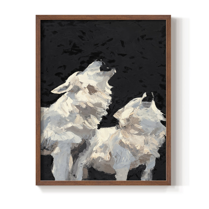 Midnight Wolves, reproduction encadrée - bois massif, Brun, H 14 po x l 11 po