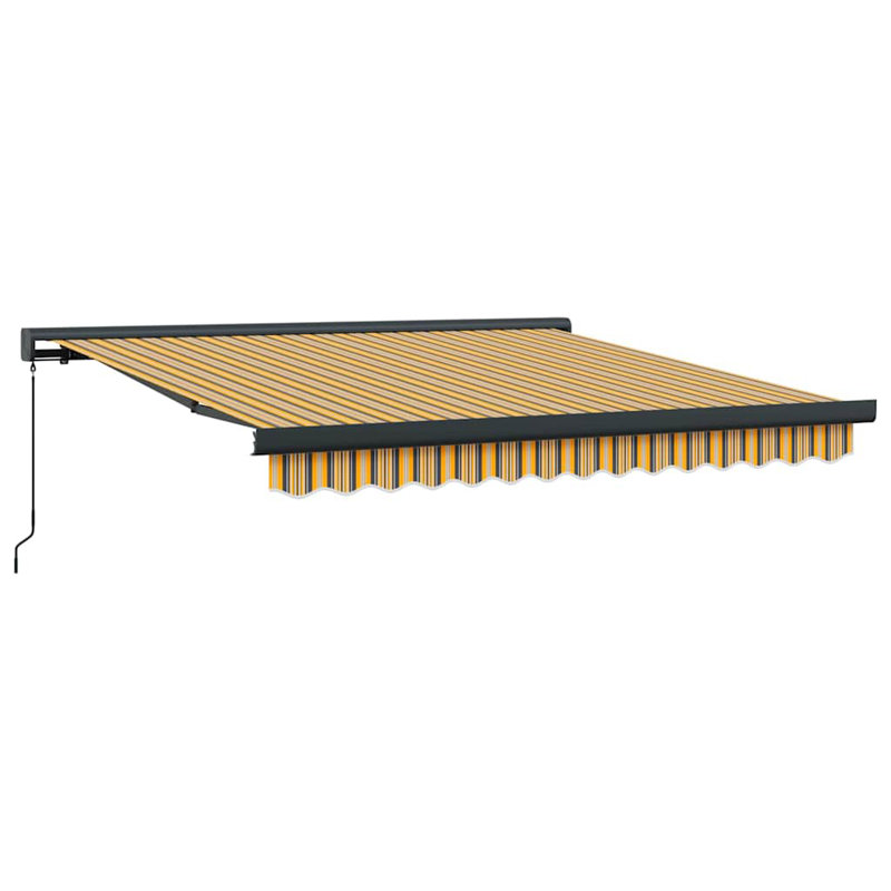 Brayden Studio Fabric Cover Retractable Door / Window Awning, 300 cm W x 250 cm D, Yellow/Brown/Anthracite