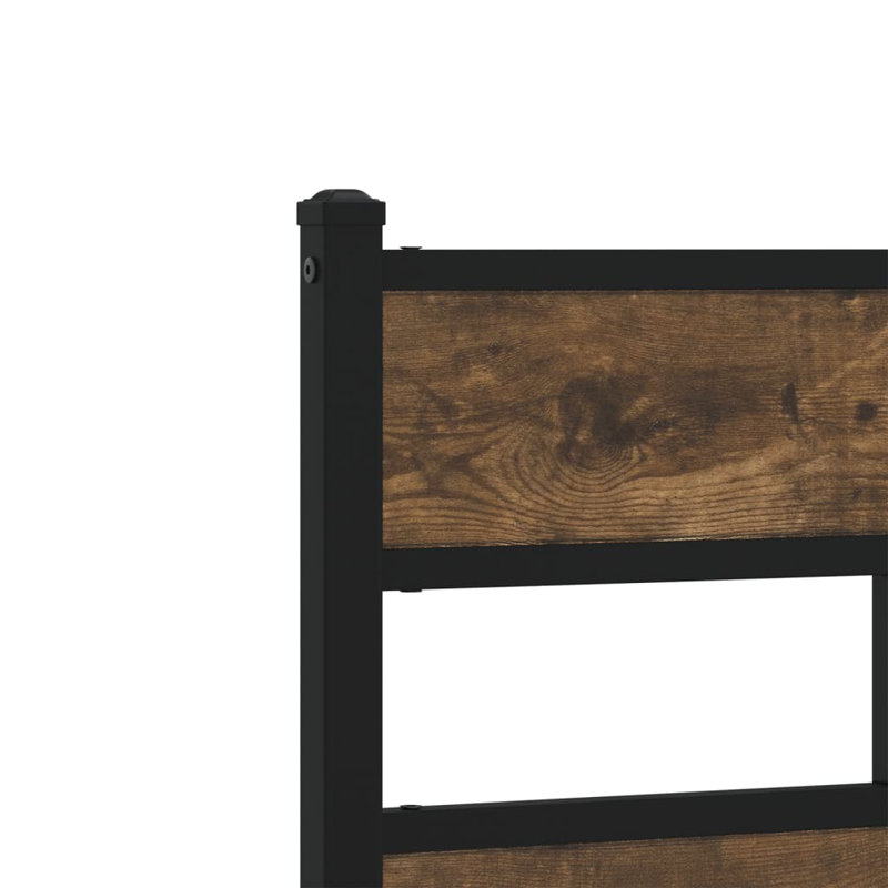 Vidaxl Bed Frame Without Mattress With Headboard 160X200 Cm, 219 x 187 cm, Smoked Brown