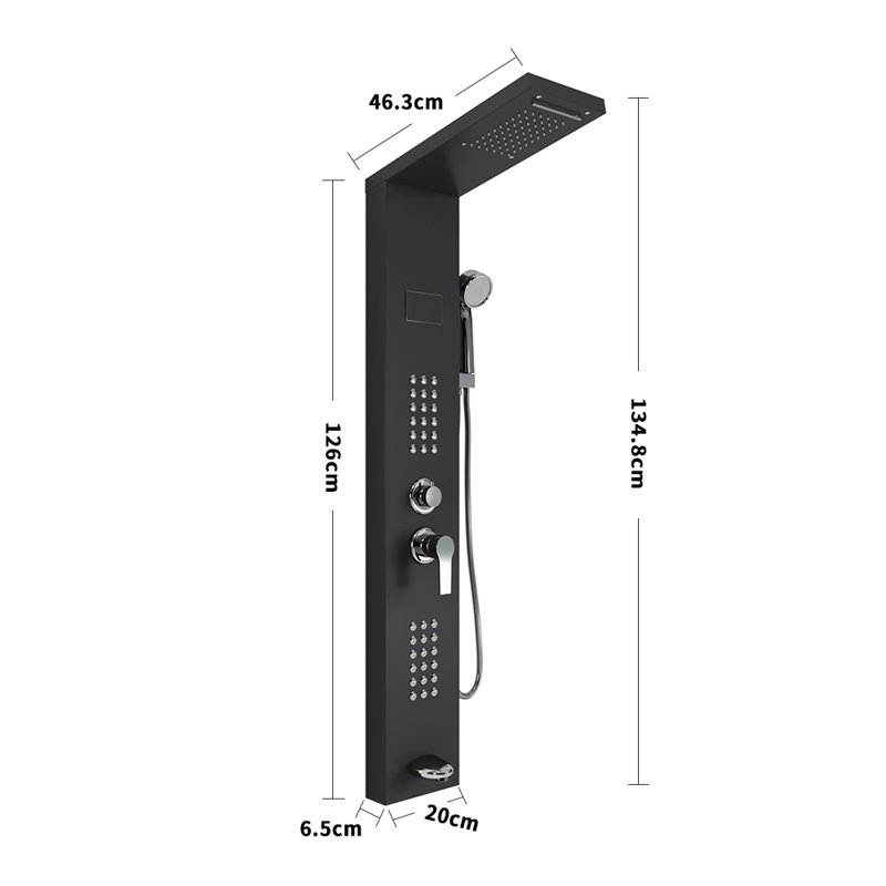 Black digital display shower screen