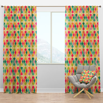 Abstract Retro Geometric Pattern III - Mid-Century Curtain - Velvet Room darkening - 1 panel