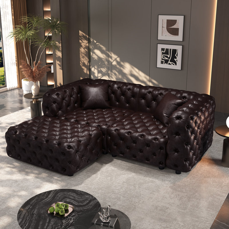 Causeuse moderne à 2 places avec 1 repose-pieds et 2 coussins