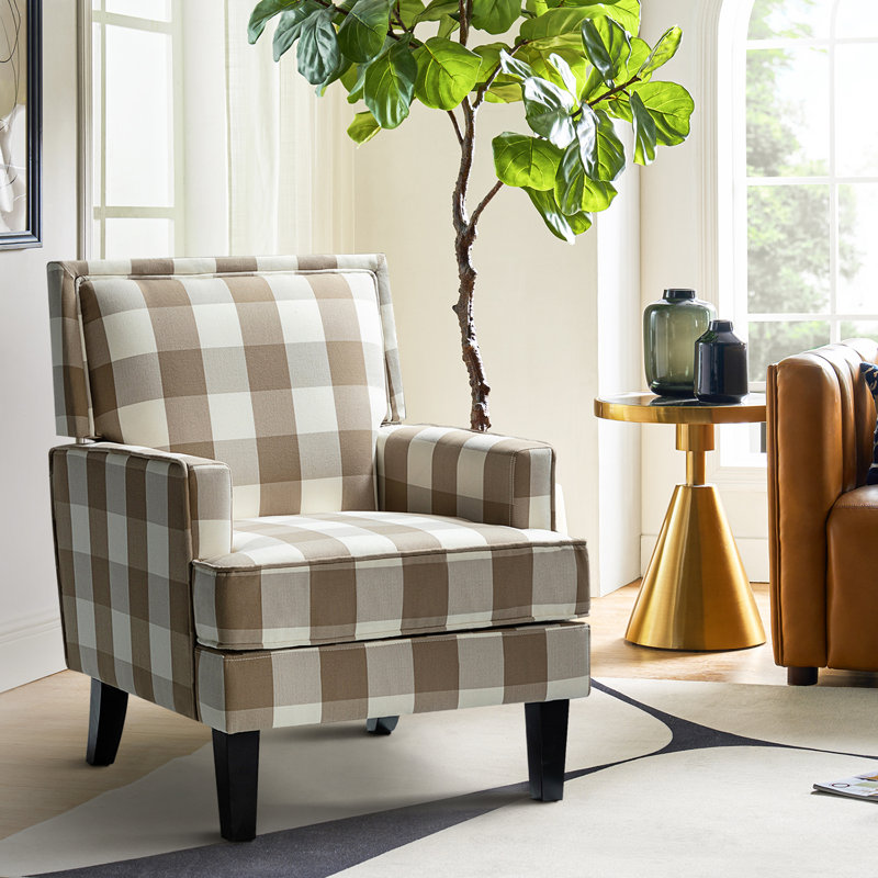 Amara Upholstered Armchair, Tan Check