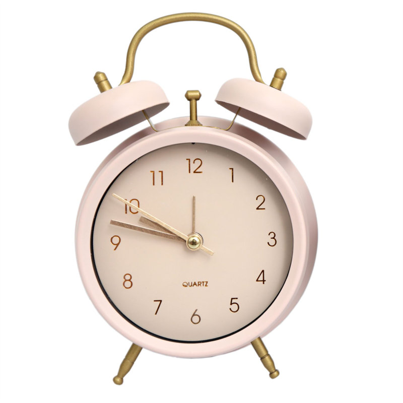 Analogue Metal Quartz Movement / Crystal Alarm Tabletop Clock, Pink