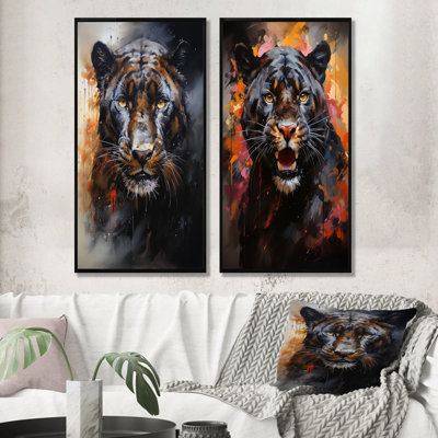 Dynamic Black Panther Spirit - Panther Wall Art Living Room Set Of 2