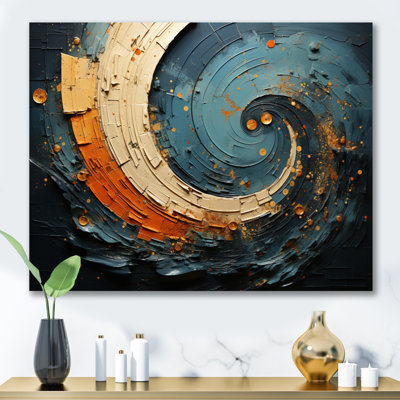 Orange bleu sarcelle abstrait, spirales II