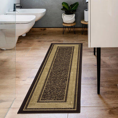 Easy Care Non-Slip Border Design Area Rug For Living Room, Hallway Rug
