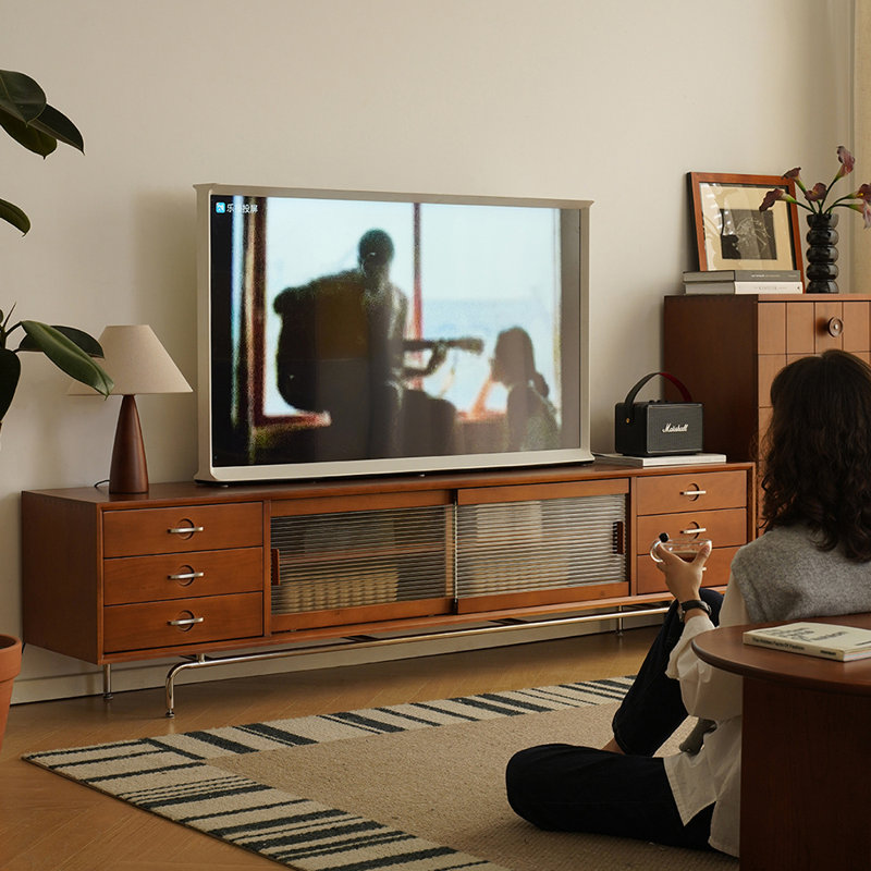 Meuble télé rétro en bois massif