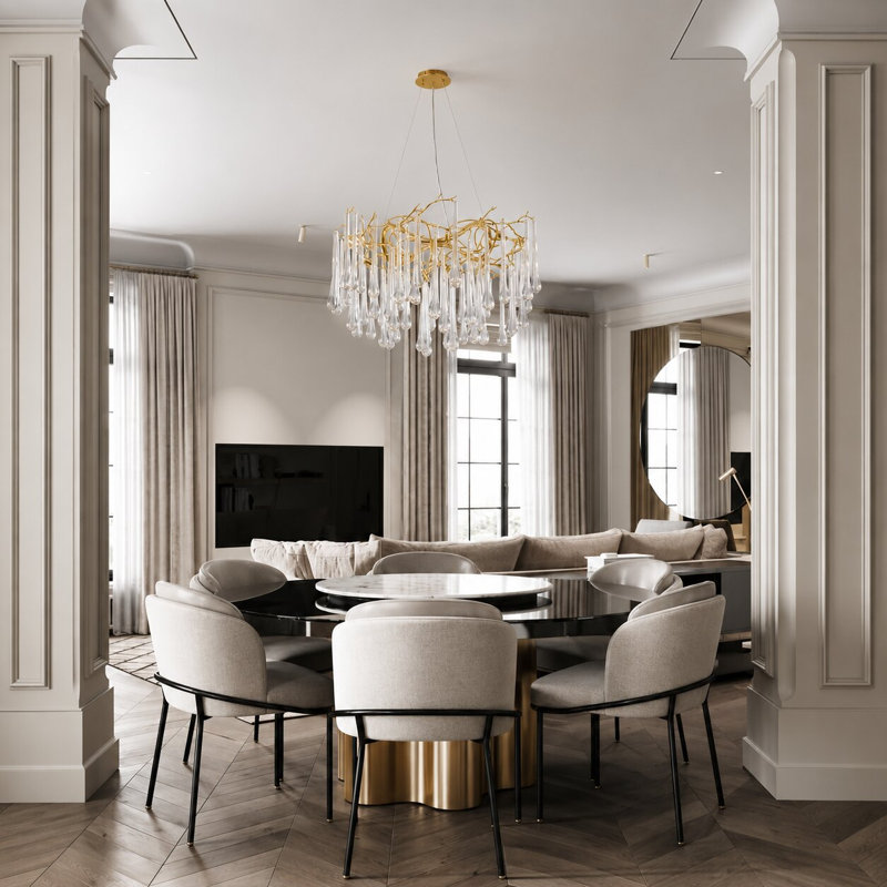Lustre géométrique unique à 12 lumières
