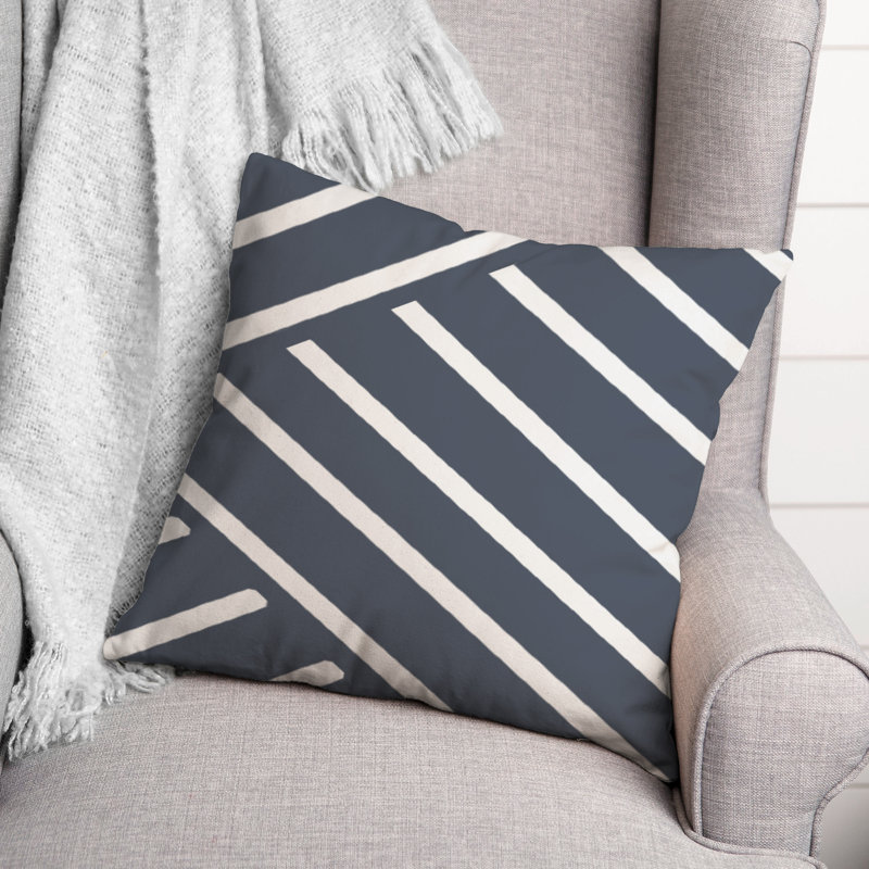 Striped Outdoor Reversible Throw Pillow, Ardoise, 18"H x 18"W