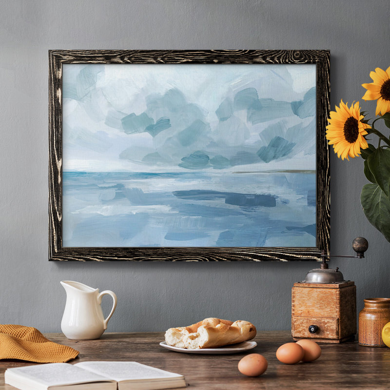 Calm Seascape II - Toile tendue avec châssis rustique, Cadre photo noir simple, H 26 po x l 38 po x P 1,5 po
