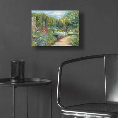 «Garden Bench» par Carol Rowan, art mural en verre acrylique