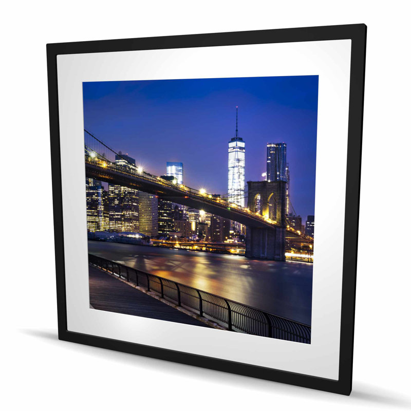 «City at Night - Man Cave Cities», reproduction encadrée, H 36 po x l 36 po, Noir