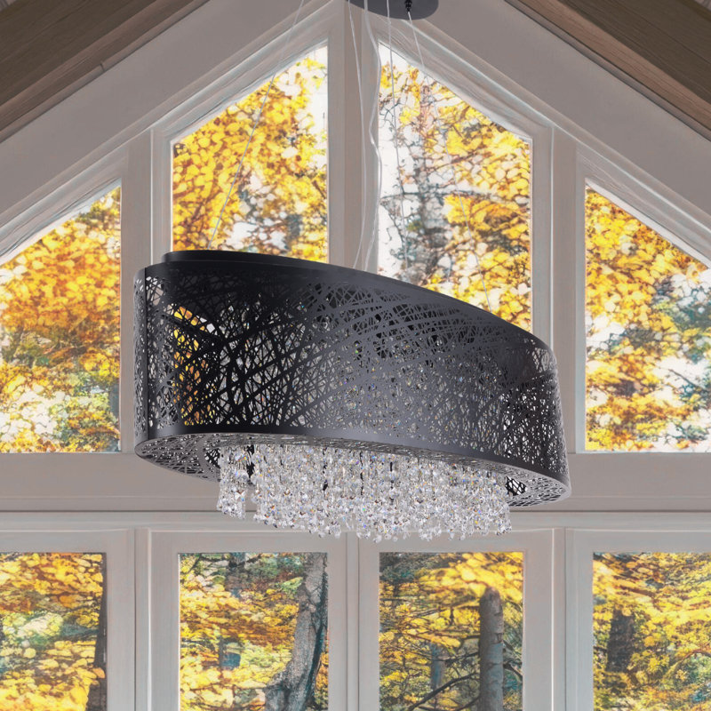 Lustre en cristal 10 lumières Cotten, Noir mat