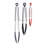 7", 9" & 12" Stainless Steel Silicone Grip Tongs - Set of 3