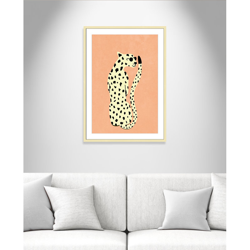 Motif de guépard «Cool» par Oltmanns, L 25,5 po x H 35,5 po, Matted Print, Or mat