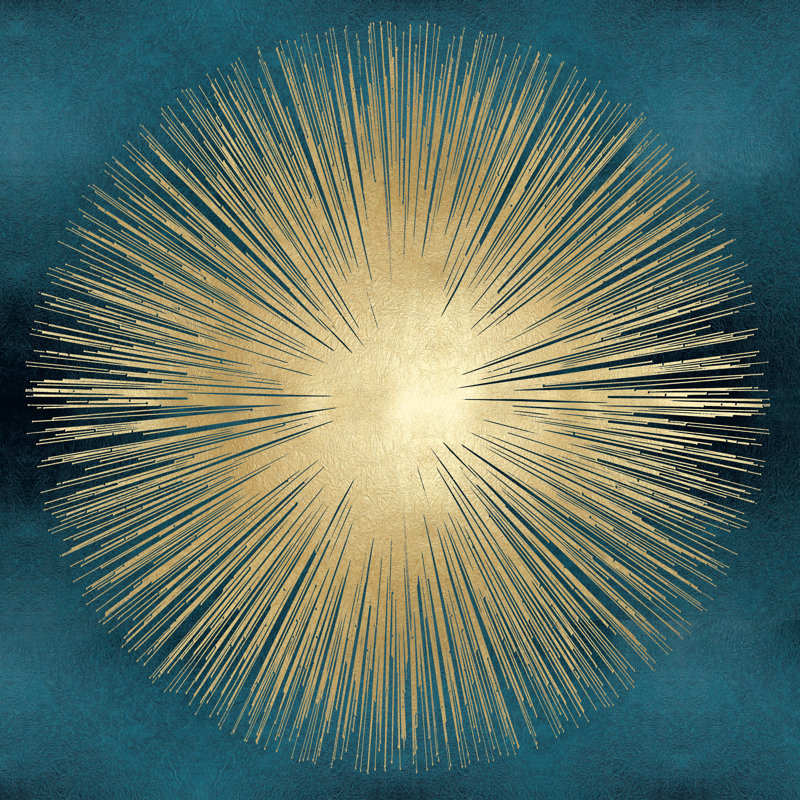 Sunburst Gold On Teal I - Wrapped Canvas Art Prints, 122cm H x 122cm W