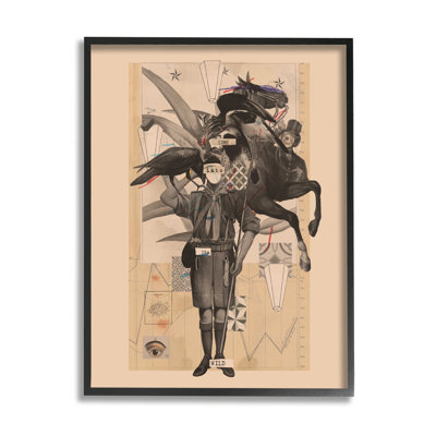 Abstrait cheval rétro, collage de texte, art mural texturé par Matheus Lopes Castro