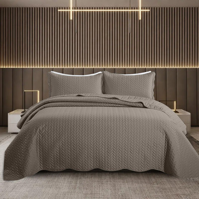 Ensemble de courtepointe réversible en microfibre 3 pièces avec taies d'oreiller