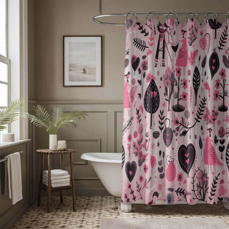 Rideau de douche 1 pièce Sweet Vibe, H 74 po x l 71 po