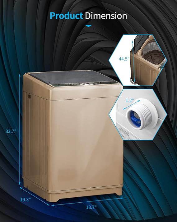 17.6lbs Full-Automatic Washing Machine,  2-in-1 Portable Washer-Dryer(1.7 Cu Ft Portable Washer) With Drain Pump, 10 Wash Programs 8 Water Levels, Compact Mini Washer And Spin-dryer Combo For Dorms, Apartment, RV (Brown)