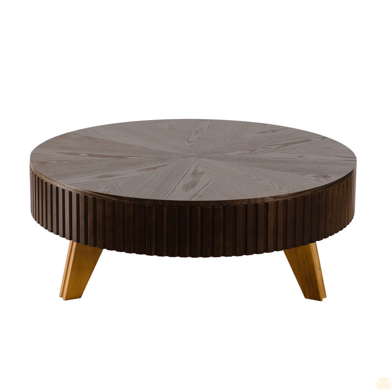 Table basse 39,37 po avec espace de rangement, Brown Top/Natural Base