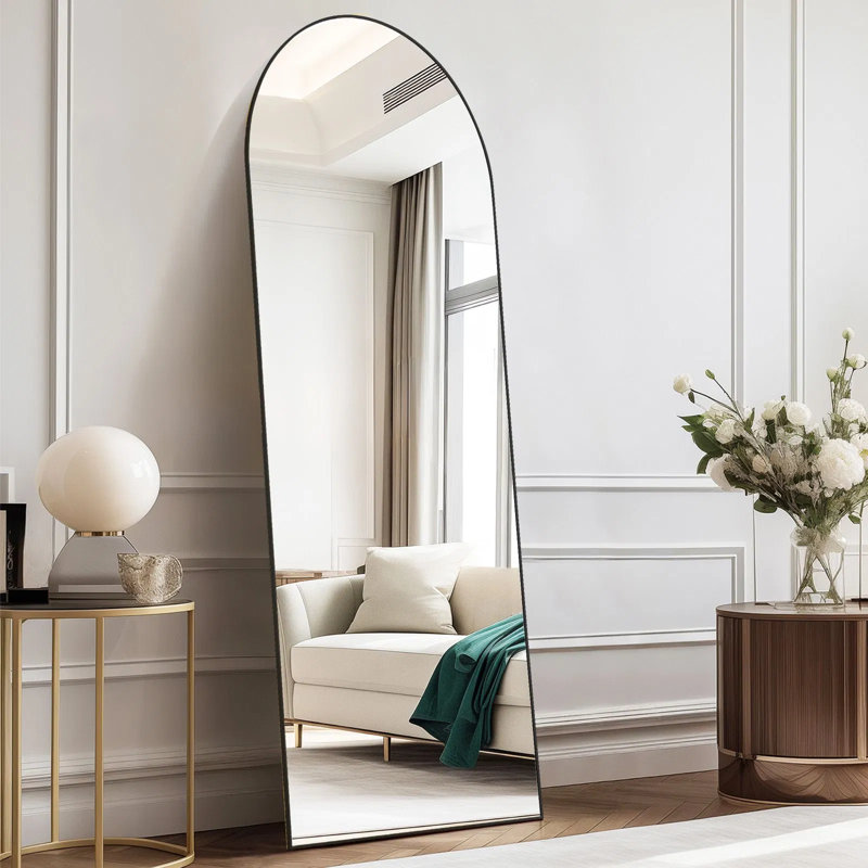 64 X 21 Inch Floor Standing Mirror, Aluminum Alloy Thin Frame Full-length Mirror, Nano Glass Wall Mirror With Stand For Bedroom, Living Room, Dressing Room – Silver