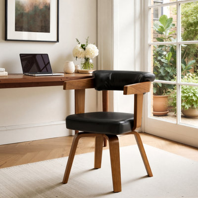Faux Leather Swivel Home Office Desk Chair Side Chair by Corrigan Studio