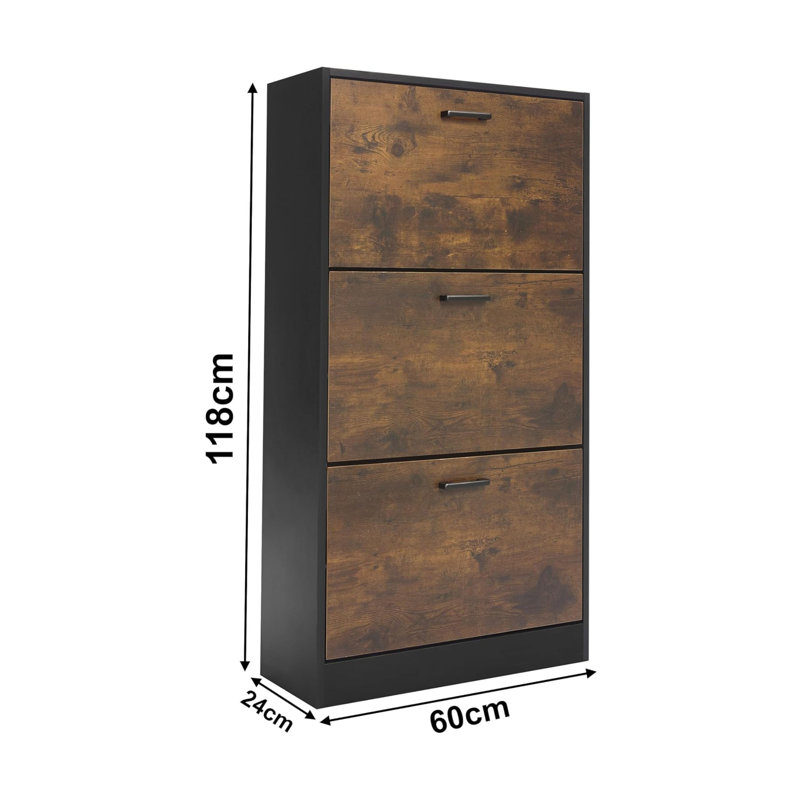 12 Pair Shoe Storage Cabinet, Black/Brown