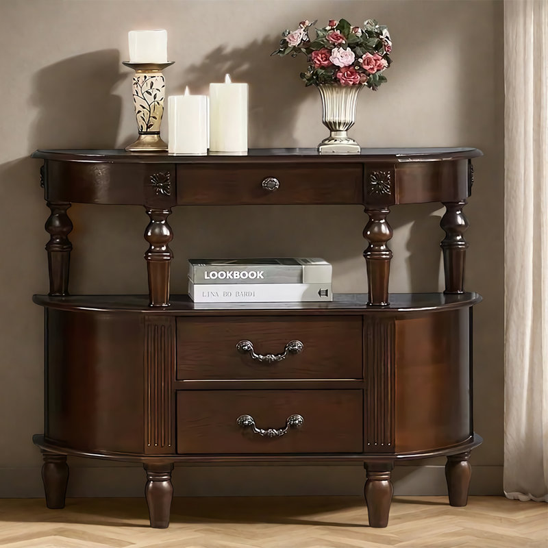 Classic Rubberwood Solid Wood Accent Chest, 32.7"H x 43.3" W x 11.8" D, Black Walnut