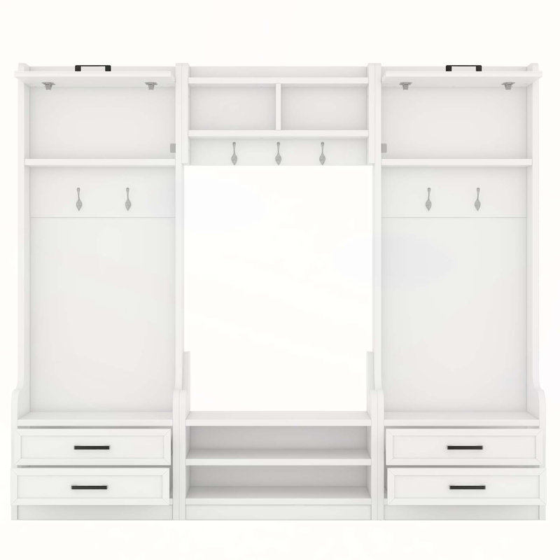 4-in-1 Detachable Hall Tree with Storage, Hooks, and Shoe Bench, Ideal for Entryway Organization and Elegance, White