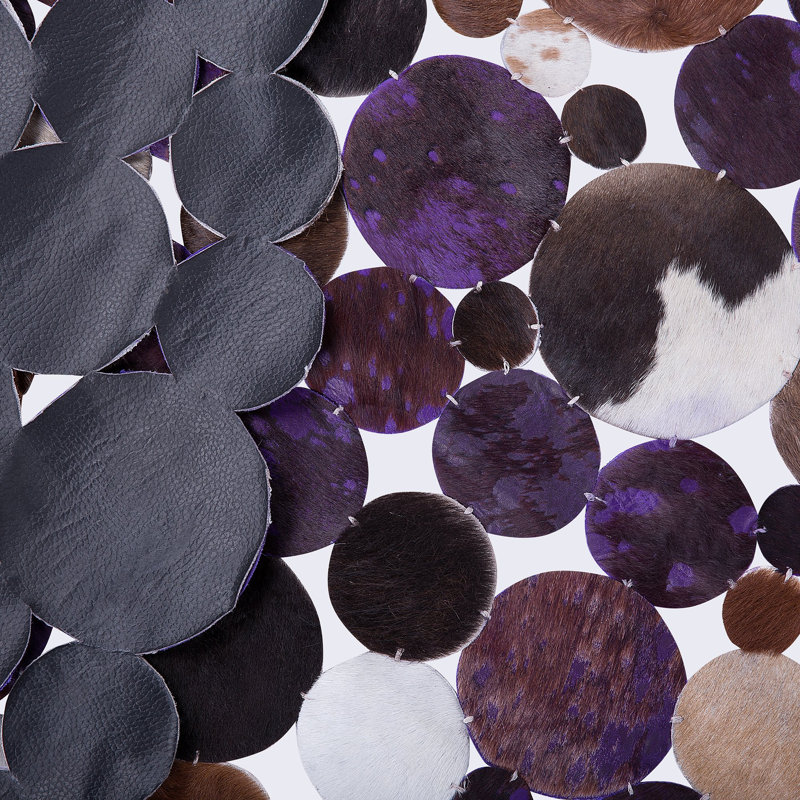 Nielson Round 140 cm x 140 cm Polka Dots Cowhide Hand Woven Area Rug