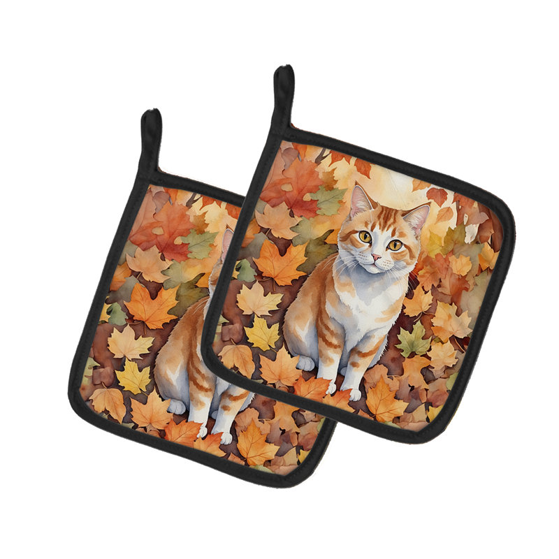 Paire de poignées pour chat manx en feuilles d'automne