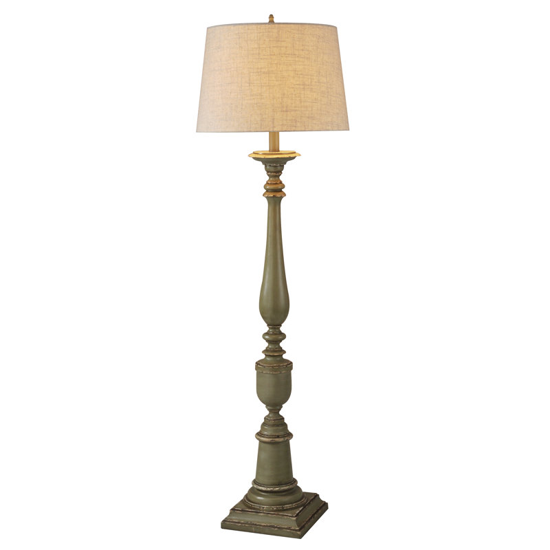 Lampe sur pied 64 "Bordeaux, Vert olive / patiné antique